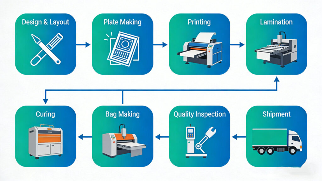 custom stand up pouch production process