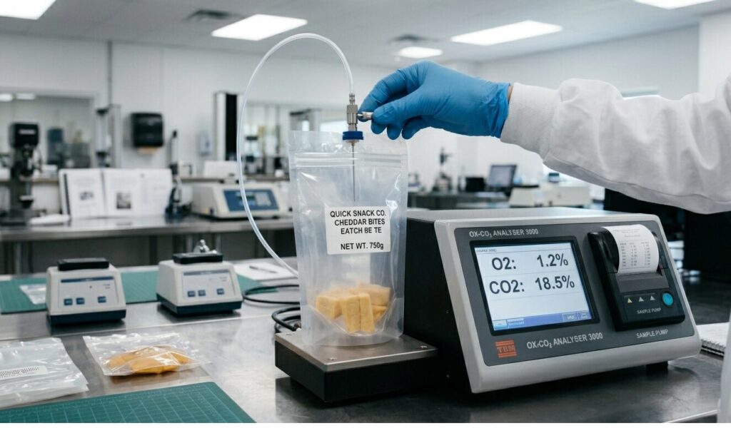 air pressure leak test for custom food packaging bags manufacturer