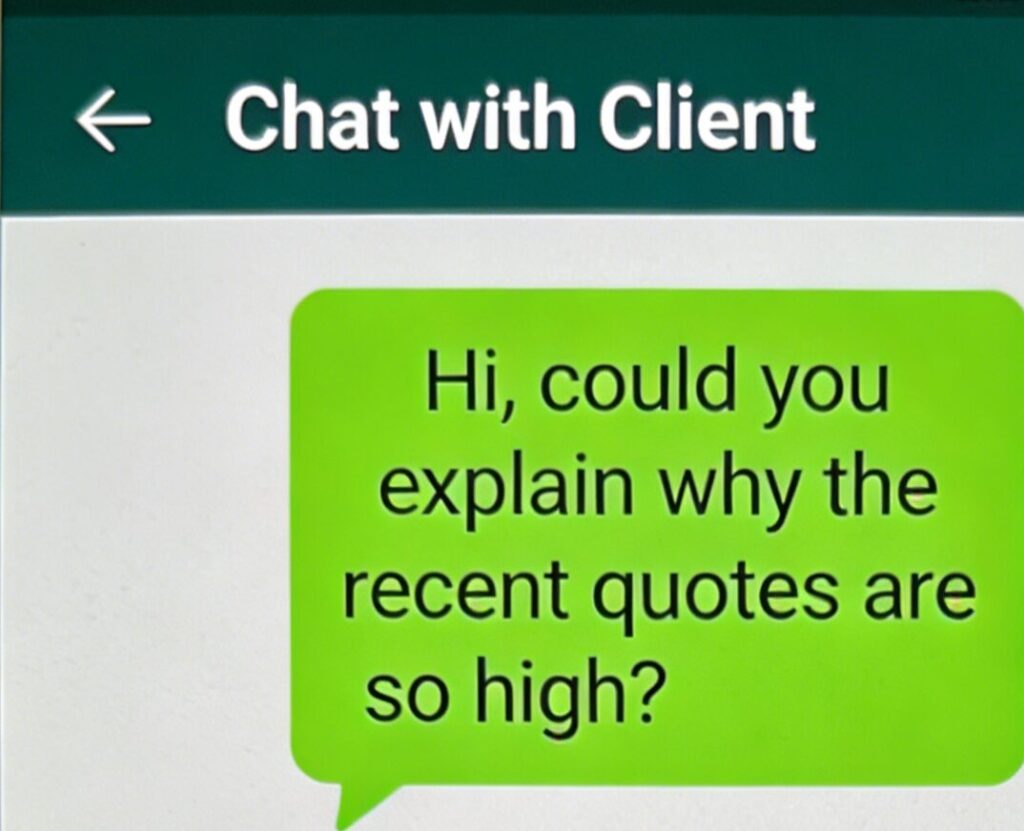 client chat for custom food packaging price increased