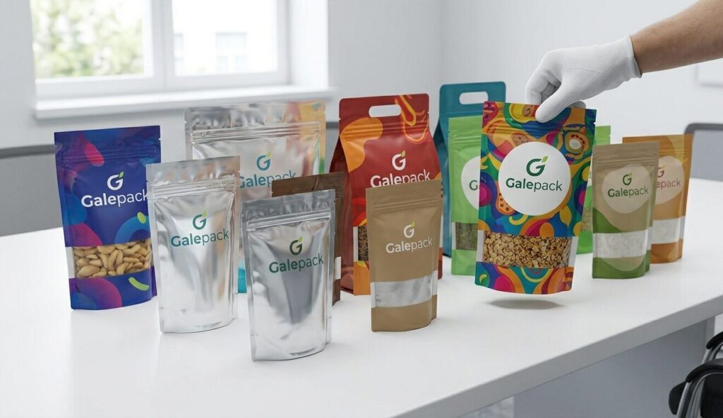 physical samples of customized stand up pouches