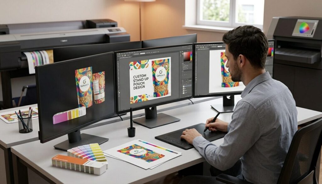 stand up pouch printing and design process