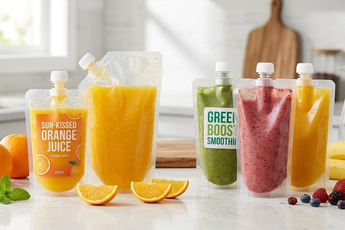 Food grade spout pouches for sauces and beverages